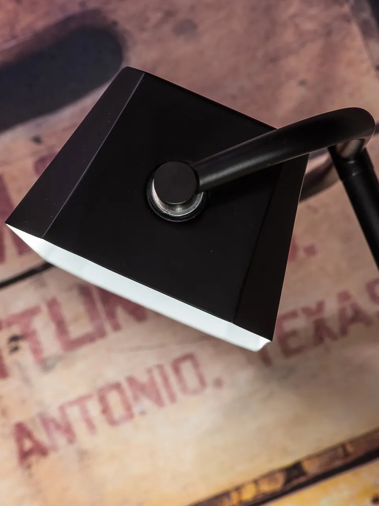 Lampa de birou din metal cu baza din lemn CAMBRIDGE negru CAMBRIDGE/T/B