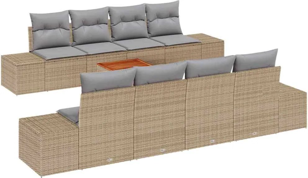 vidaXL Set de canapele pentru grădină 9 pcs Beige și gri deschis
