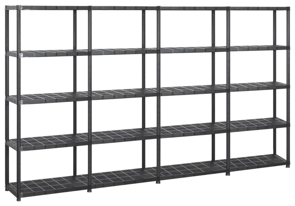 vidaXL Raft de depozitare cu 5 polițe, negru, 284x38x170 cm, plastic
