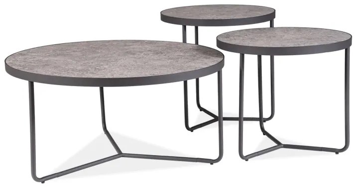 Set 3 buc. masă de cafea metalică Dania (Gri). 1050095