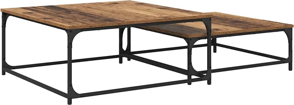 vidaXL Masă de cafea 2 pcs Lemn Vechi Lemn compozit