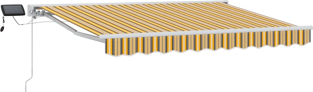 vidaXL Cadru manual de marchiză cu LED-uri Galben și gri 3 x 2,5 m