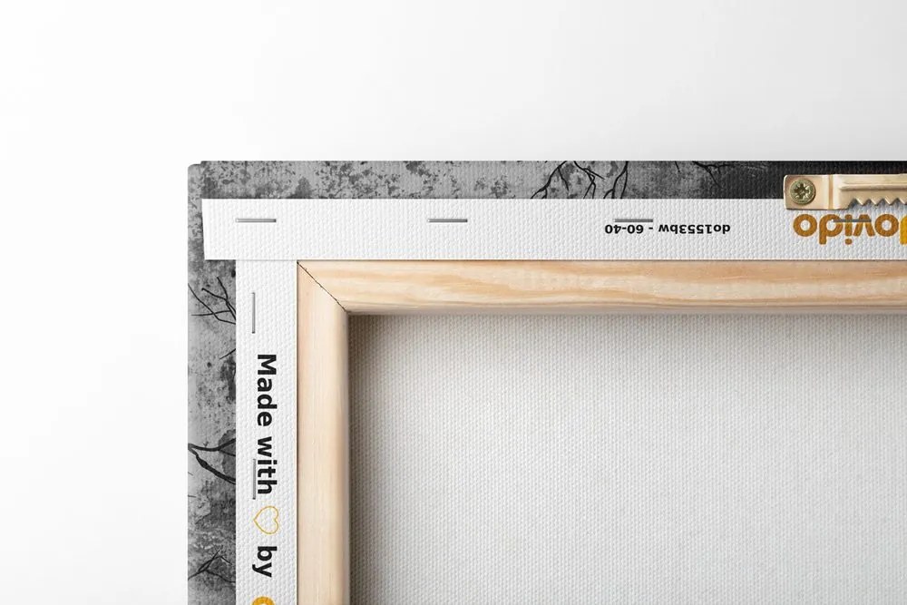 Tablou copaci suprarealistici în design alb-negru