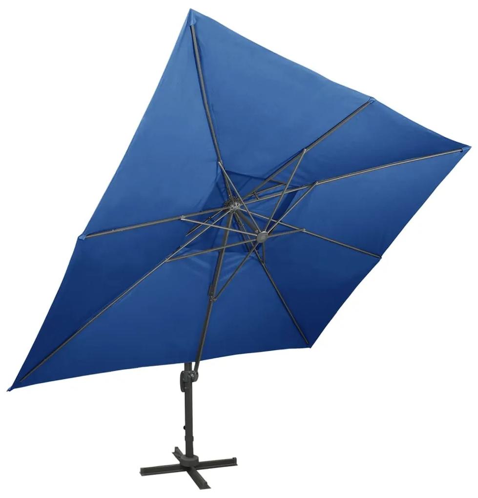 Umbrela suspendata, acoperis dublu, albastru azuriu, 400x300 cm azure blue, 300 x 400 cm