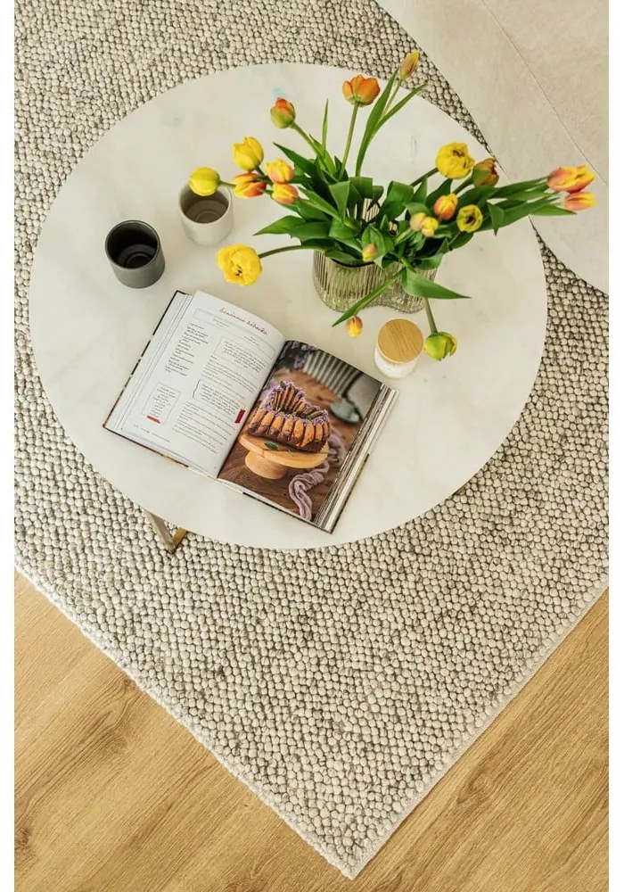 Covor gri deschis țesut manual din amestesc de lână 80x150 cm Minerals – Flair Rugs