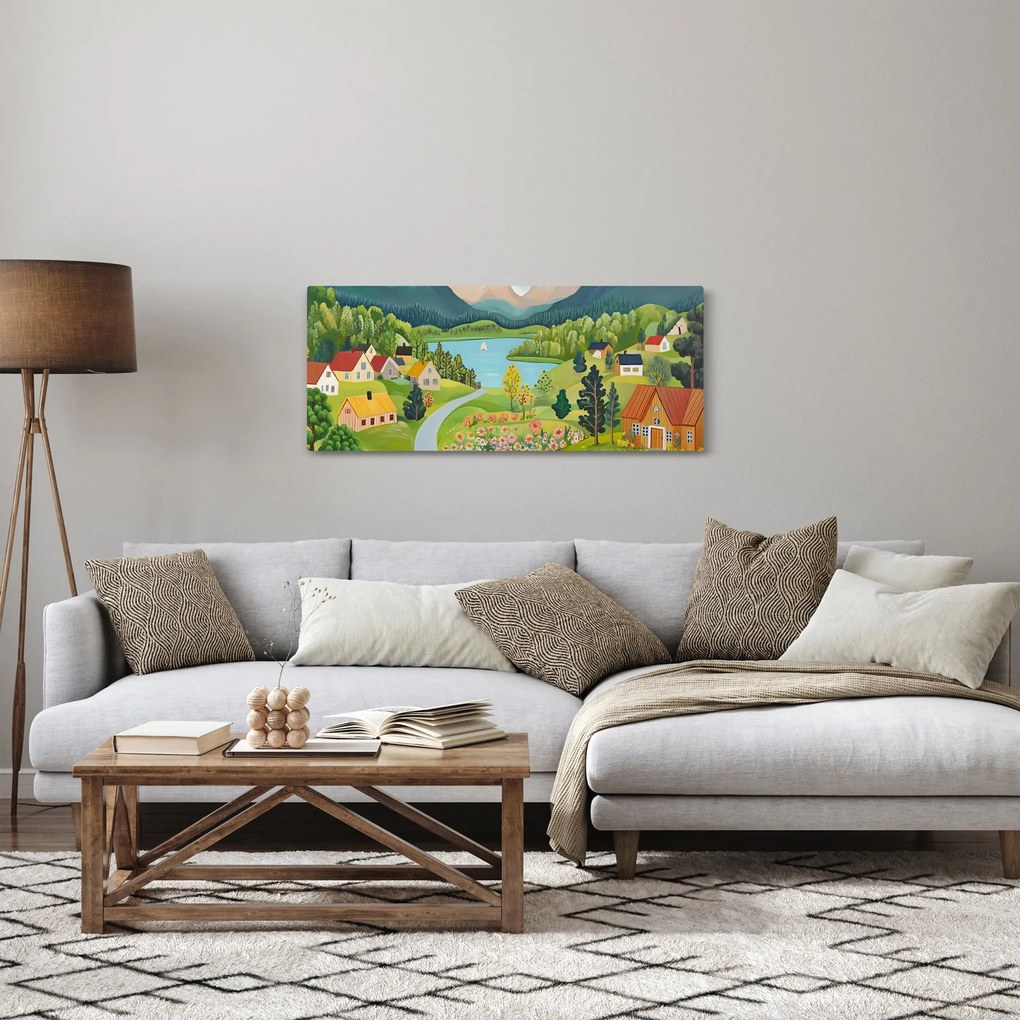 Tablou - Sat în Munți (120x50 cm)
