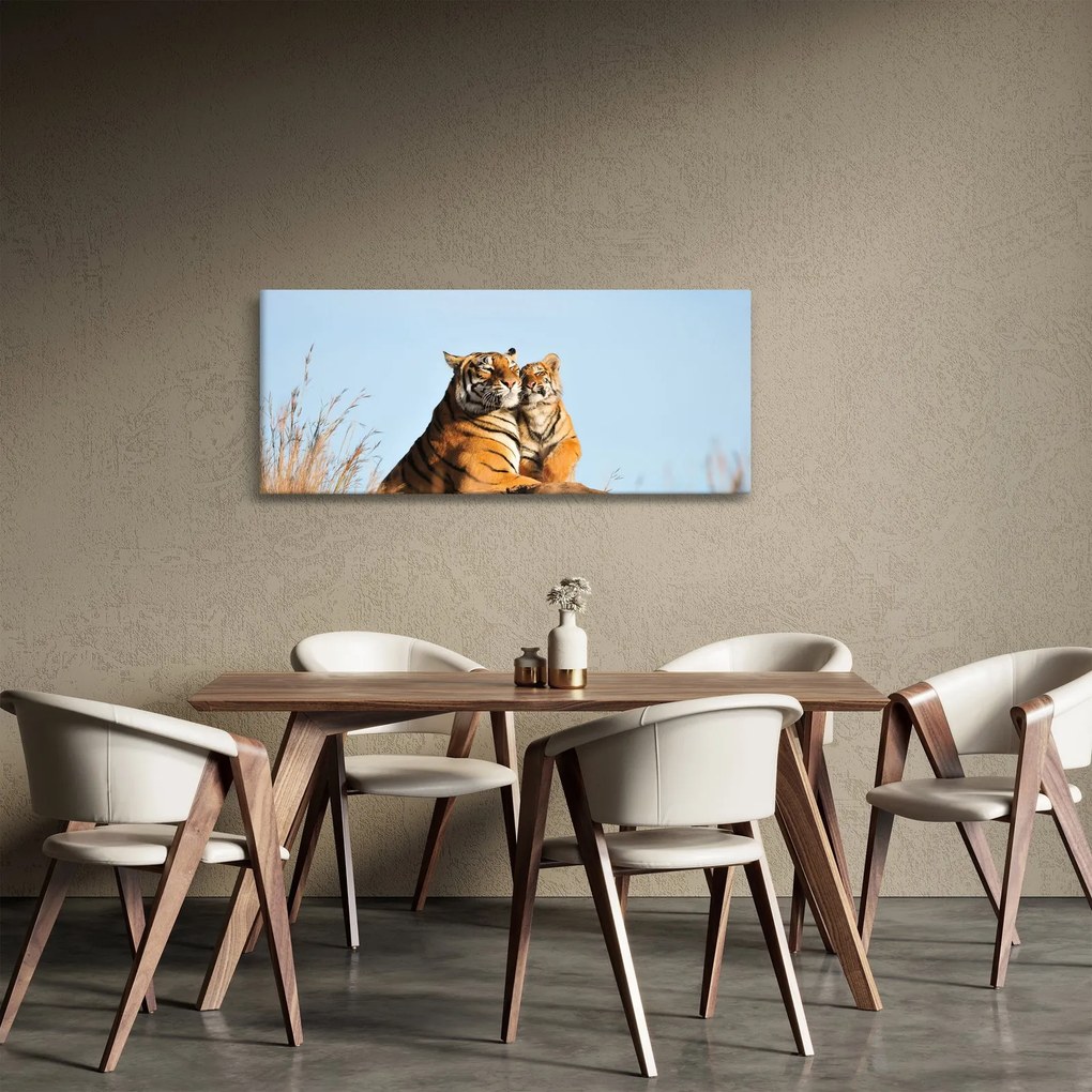 Tablou - Tigroaica cu pui (120x50 cm)