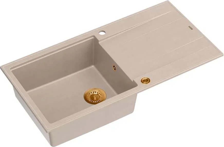Chiuveta compozit incastrata Quadron Unique Evan 146 XL bej - cupru 100x50 cm