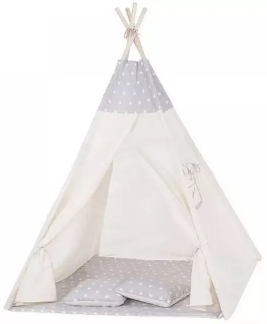 Cort pentru copii Teepee cu perne Stele, gri