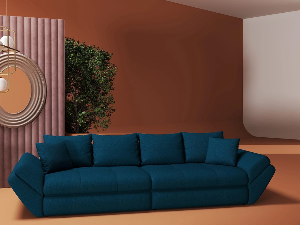 Canapea extensibilă dumonde cu ladă de depozitare si sezut confortabil din spuma high-density, Loana Enjoy Petrol 300x100 cm