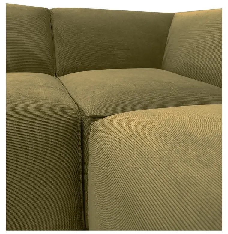 Colțar verde din catifea reiată (cu șezlong pe partea stângă ) Sting - Scandic