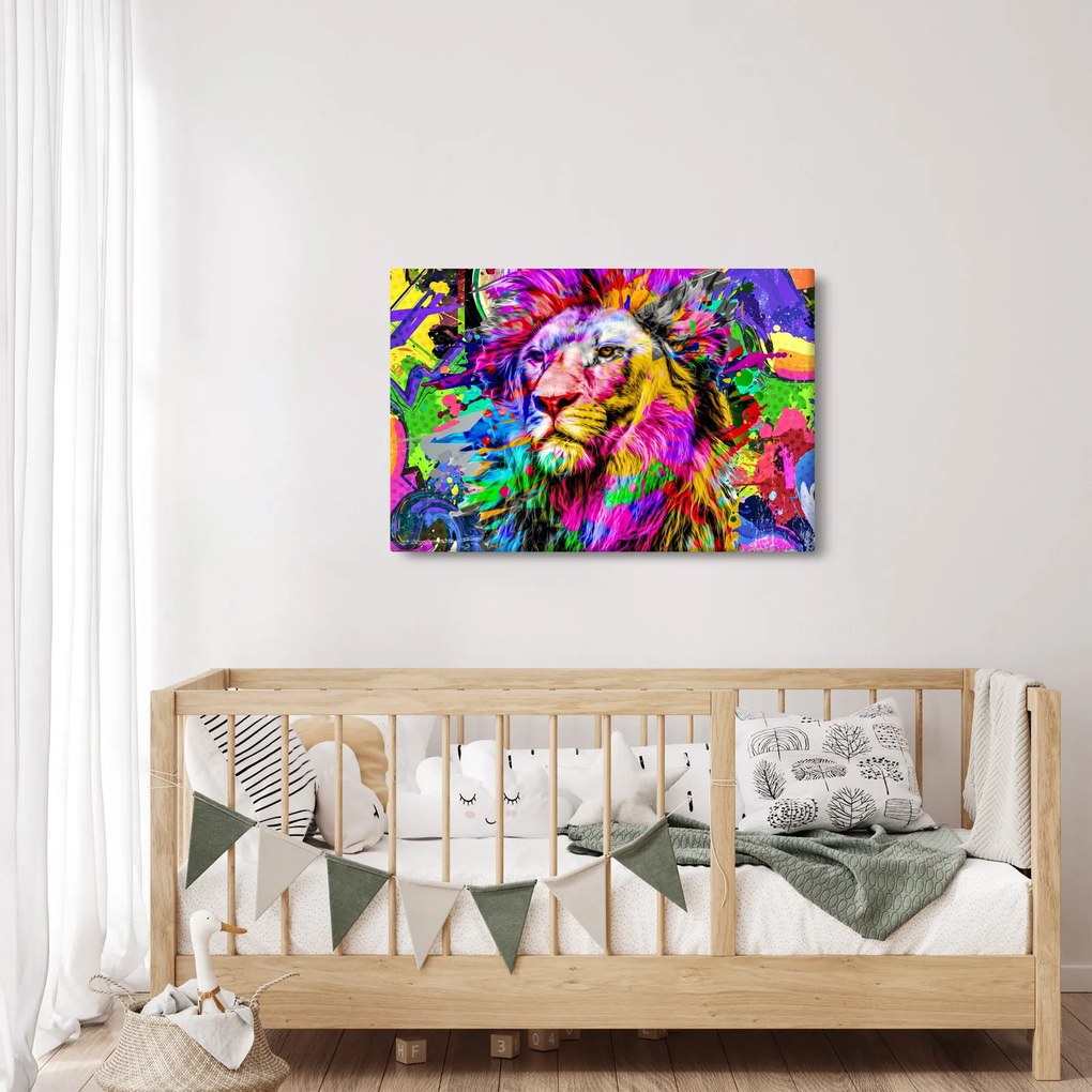 Tablou - 3D imaginea leului (90x60 cm)