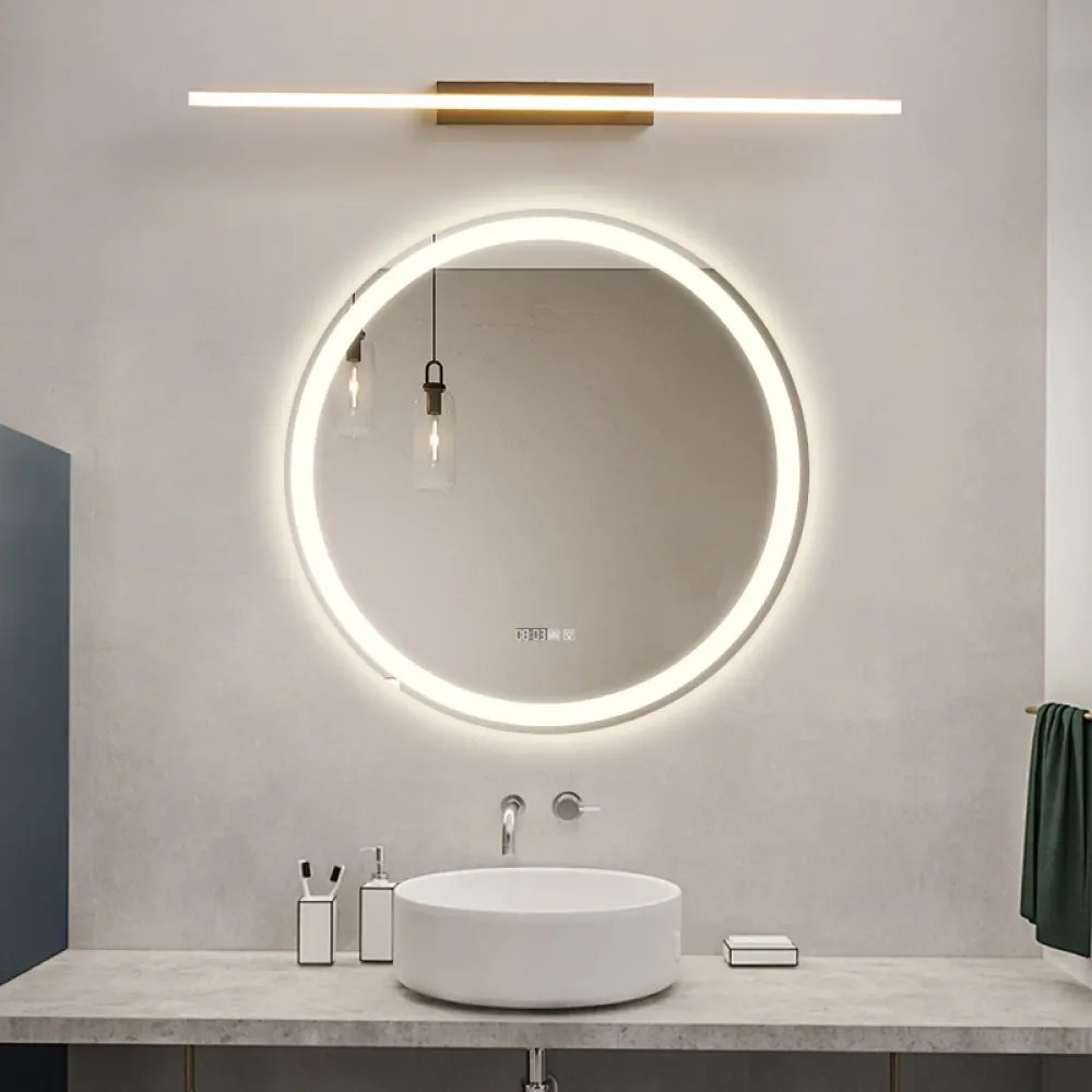 Oglindă baie, Multifuncțională, Iluminare LED Touch, Sistem Dezaburire, Ceas electronic încorporat, Indicator Temperatura, 60x60 cm
