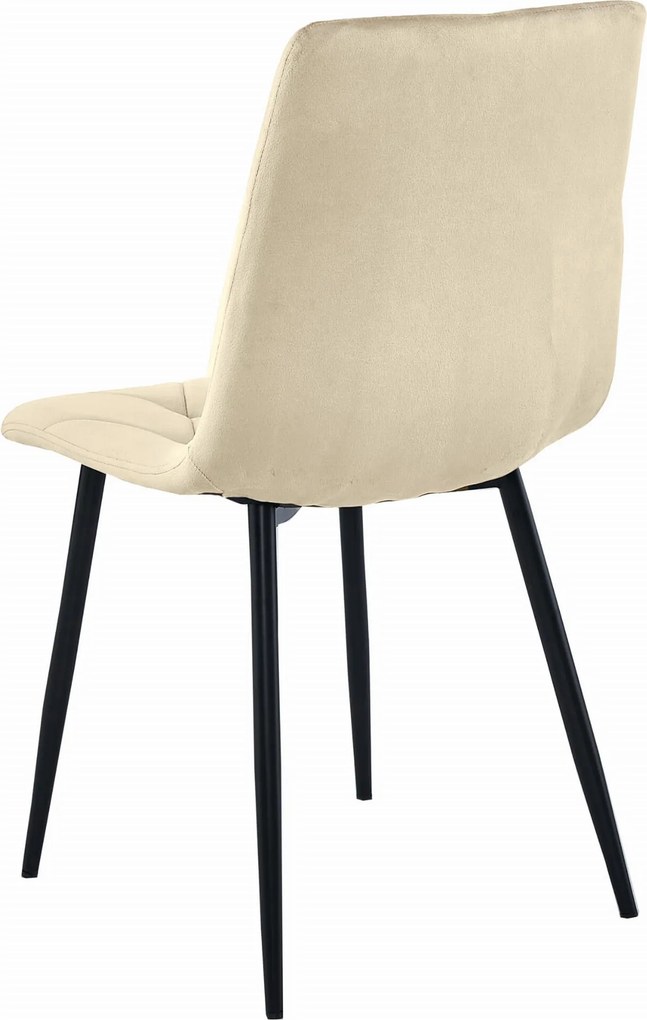 OFERTA Scaun de sufragerie din catifea bej deschis LIBRA cu picioare negre II. calitate