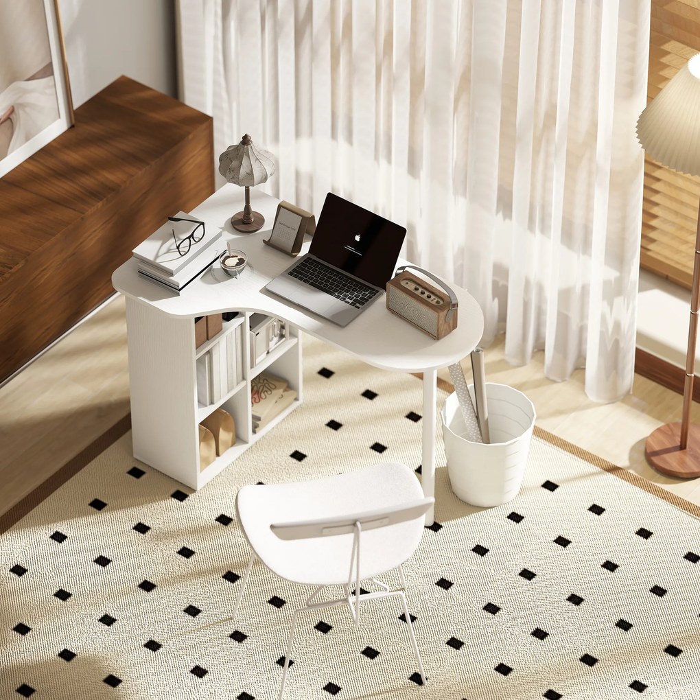 HOMCOM Birou pentru Cameră cu 6 Rafturi și 4 Rafturi Reglabile Alb | Aosom Romania