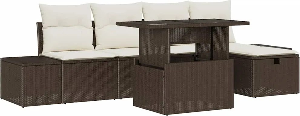 vidaXL Set de canapele pentru grădină 6 pcs Maro poliratan