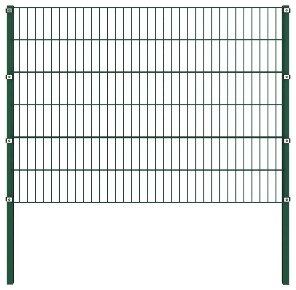 vidaXL Panou de gard cu stâlpi din fier, verde, 176,5x120 cm