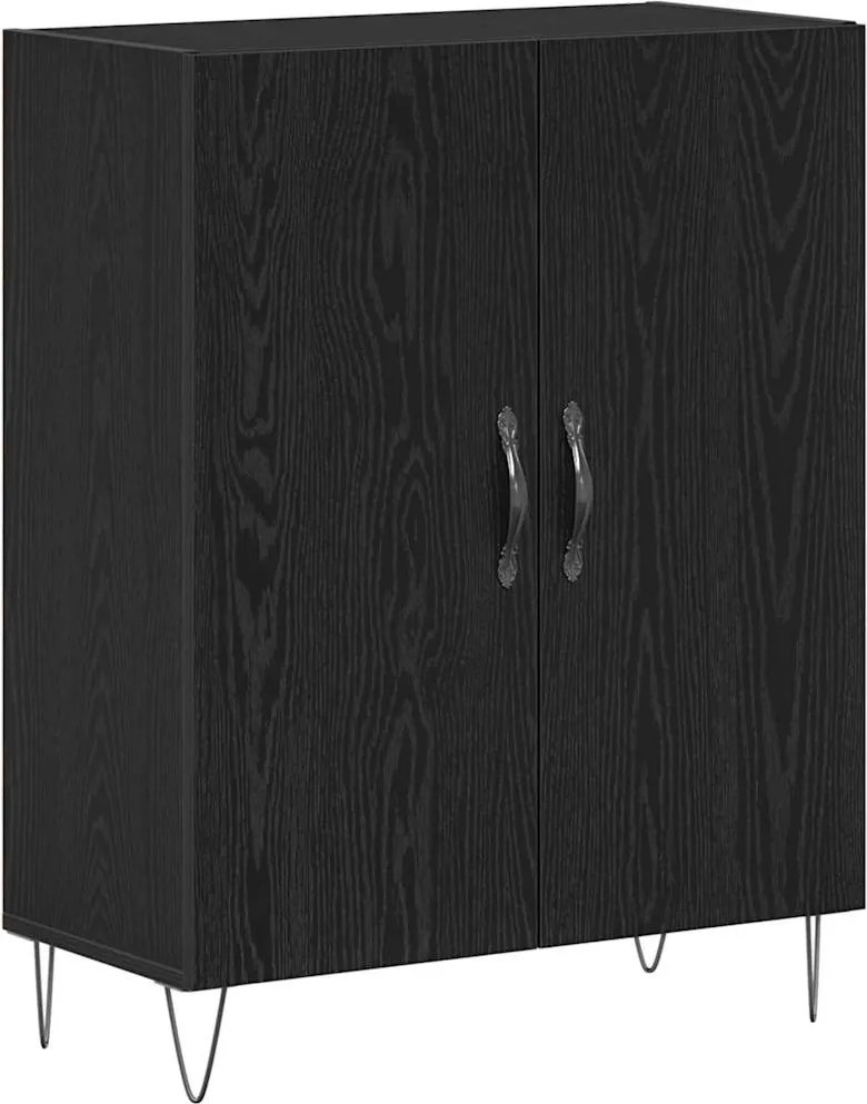 vidaXL Bufet Stejar Negru 69,5 x 34 x 90 cm Lemn compozit