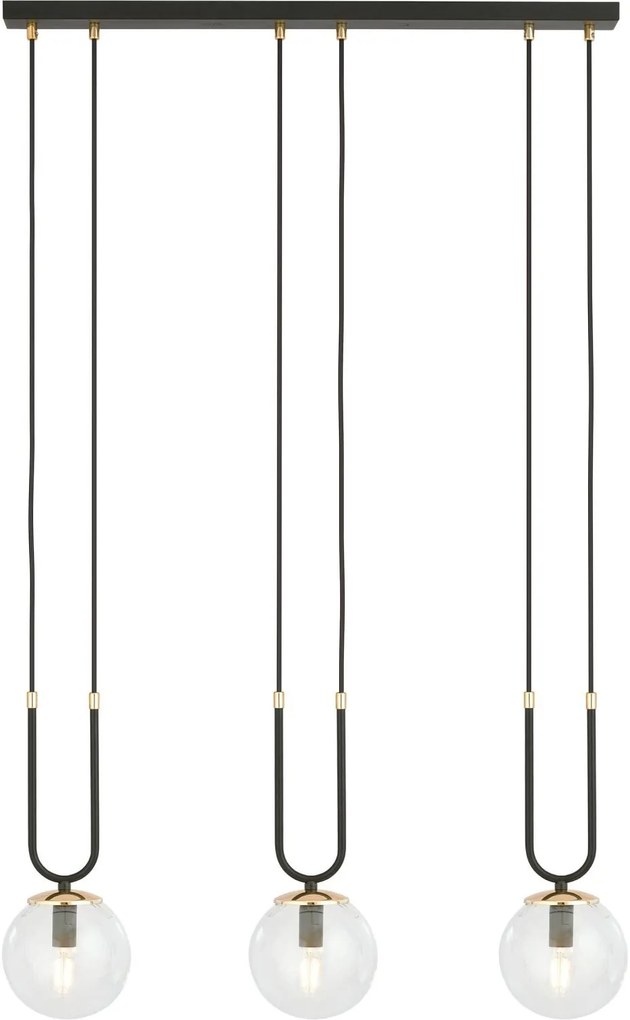 Emibig Glam lampă suspendată 3x40 W negru-transparent 1114/3