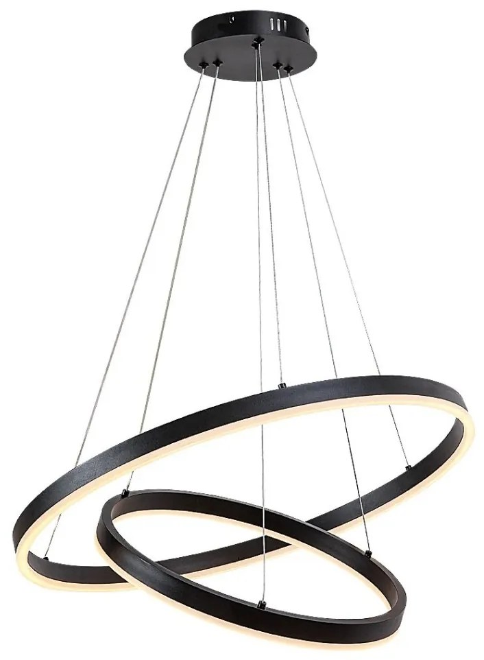 Lustra LED cu telecomanda cu 2 inele metal negru Isaure