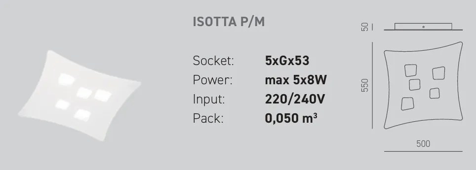 Plafoniera moderna ISOTTA 50x55cm, alb sau gri