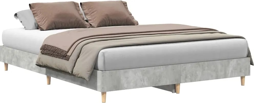 vidaXL Cadru de pat fără saltea Gri beton 140x200 cm Lemn prelucrat