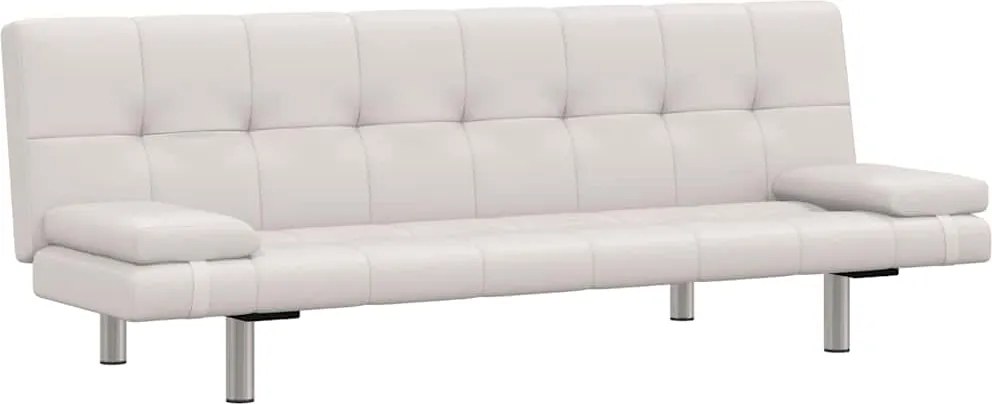 vidaXL Canapea extensibilă 2 perne, piele artificială, reglabil, crem