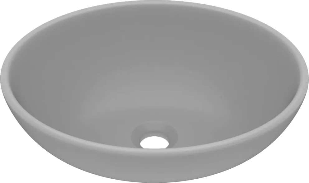 vidaXL Chiuvetă lux, gri deschis mat, 40x33 cm, ceramică, formă ovală