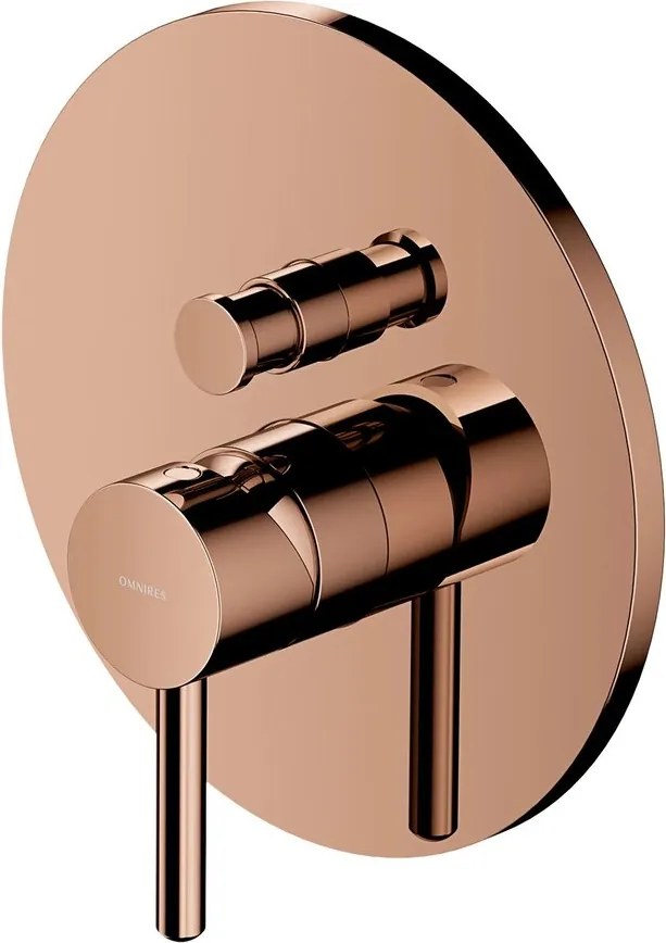 Baterie cada-dus incastrata Omnires Y finisaj cupru lucios fara corp ingropat