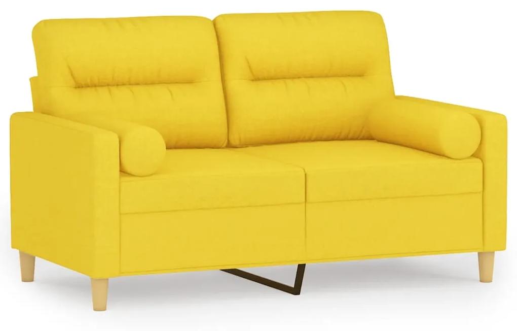 3200818 vidaXL Canapea cu 2 locuri cu pernuțe, galben deschis, 120 cm, textil