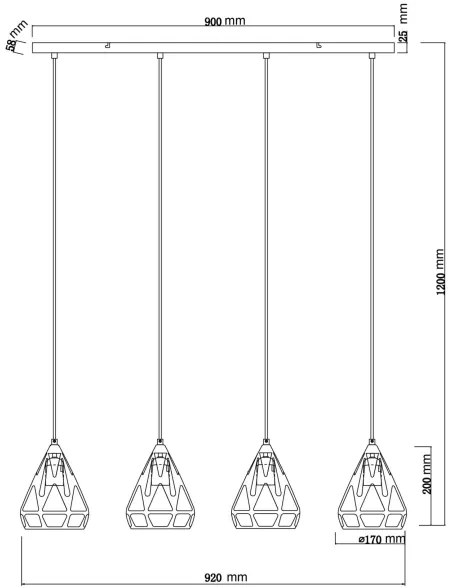 Lustră pe cablu Globo 15889-4H HASSAN 4xE27/40W/230V