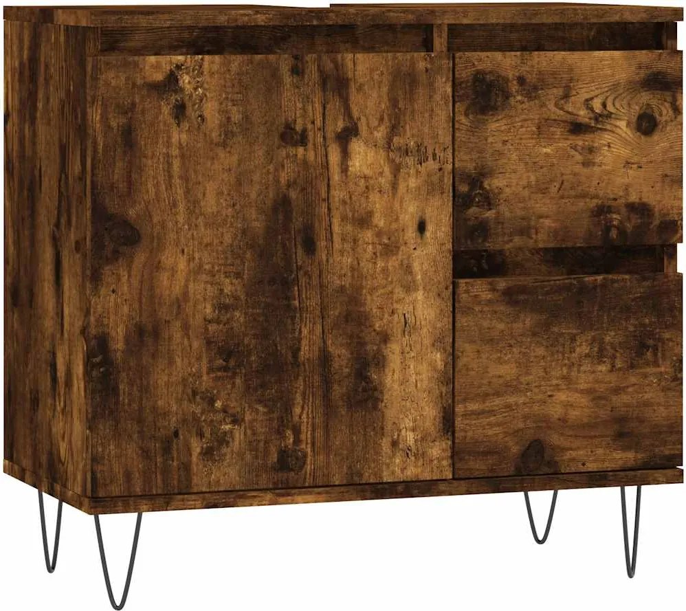 vidaXL Dulap de baie, stejar afumat, 65x33x60 cm, lemn prelucrat