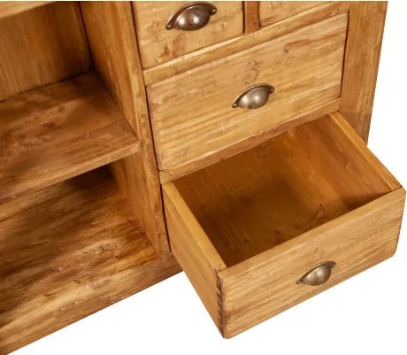 Mobilier de baie, L116 63 H90 cm, 4 sertare, natur, lemn masiv, chiuveta din marmura