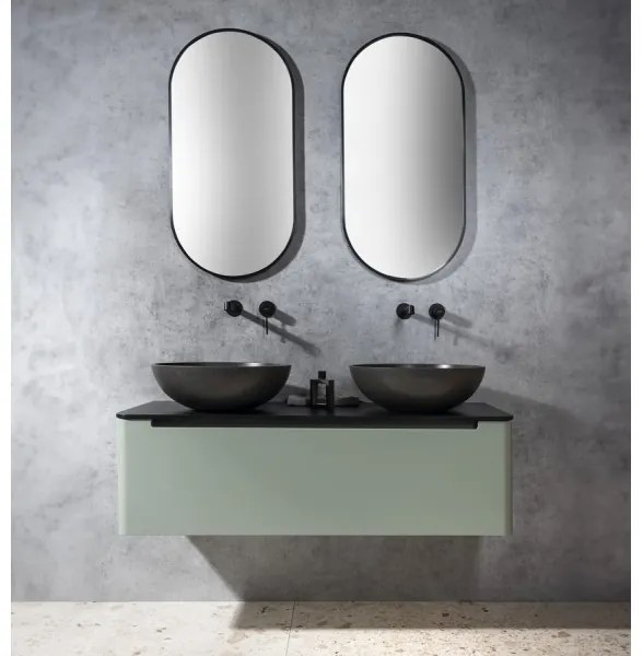 Sapho - Lavoar pentru blat TURF Ø 44 cm, beton/granit negru