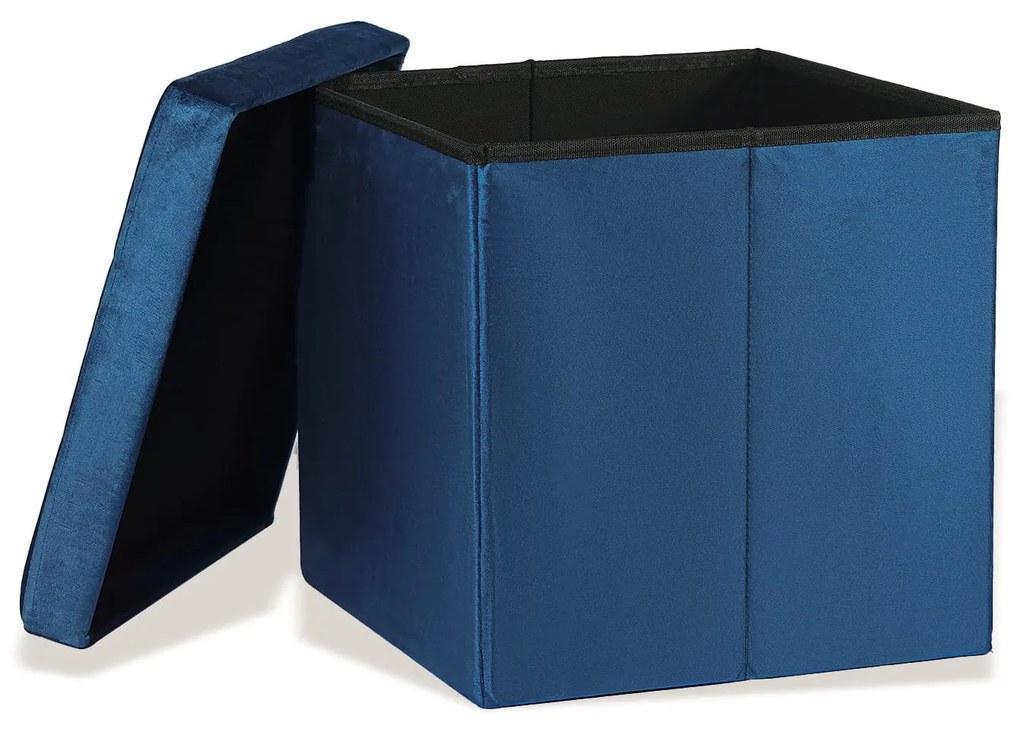 Taburet pliabil albastru ZAREX VELVET L