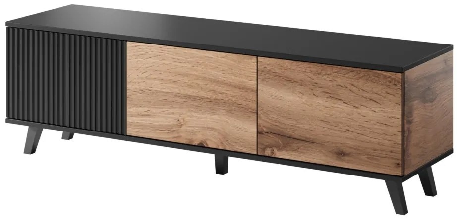 Comoda TV Random RTV1 stejar wotan/negru - L150 x A40 x h47 cm