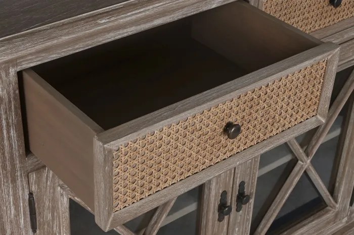 Bufet, natur, din lemn de bayur si rattan, Seraphine