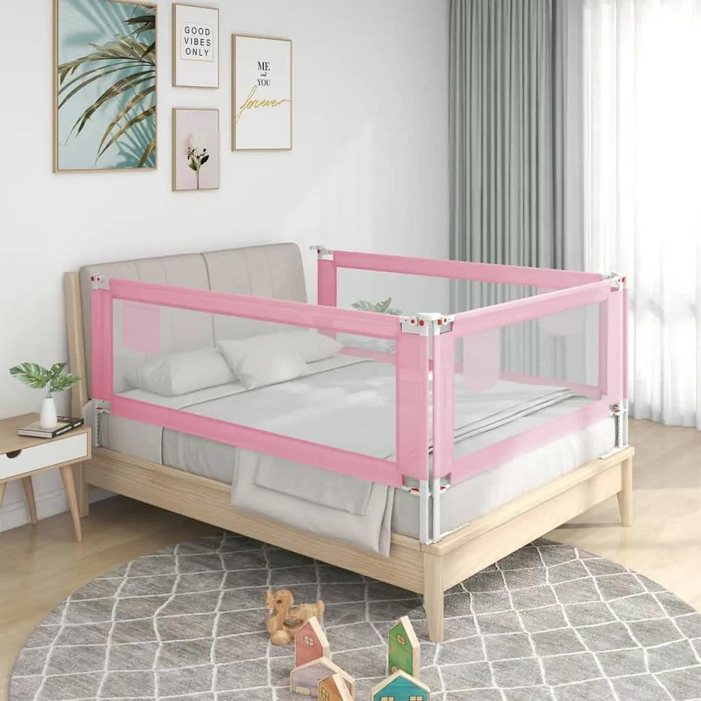 10204 vidaXL Balustradă de protecție pat copii, roz, 180x25 cm, textil