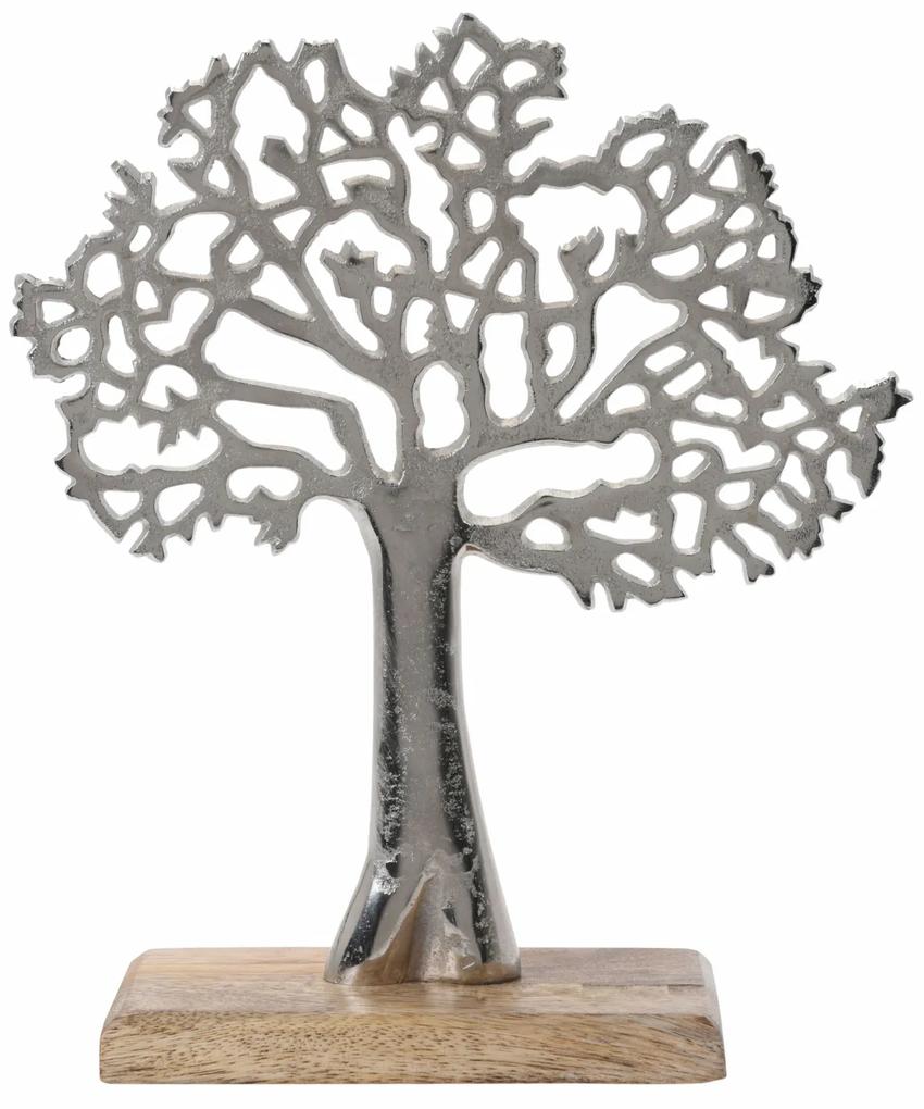 Copac decorativ din aluminiu pe baza de lemn, 26cm