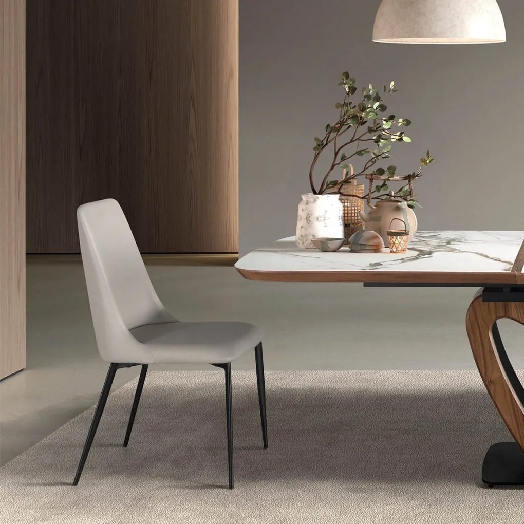 Scaun design LUX, Metal, Piele Sintetica, Sand