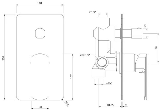 Sapho Mixona - baterie de duș încastrată, crom lucios