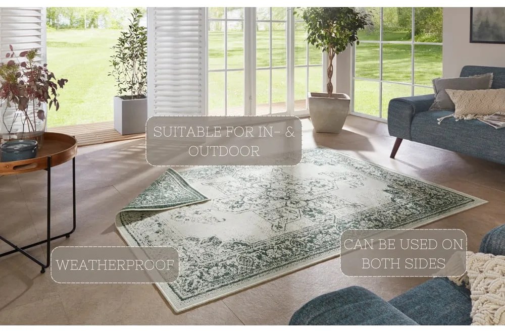 Covor adecvat pentru exterior NORTHRUGS Borbon, 200 x 290 cm, verde-crem