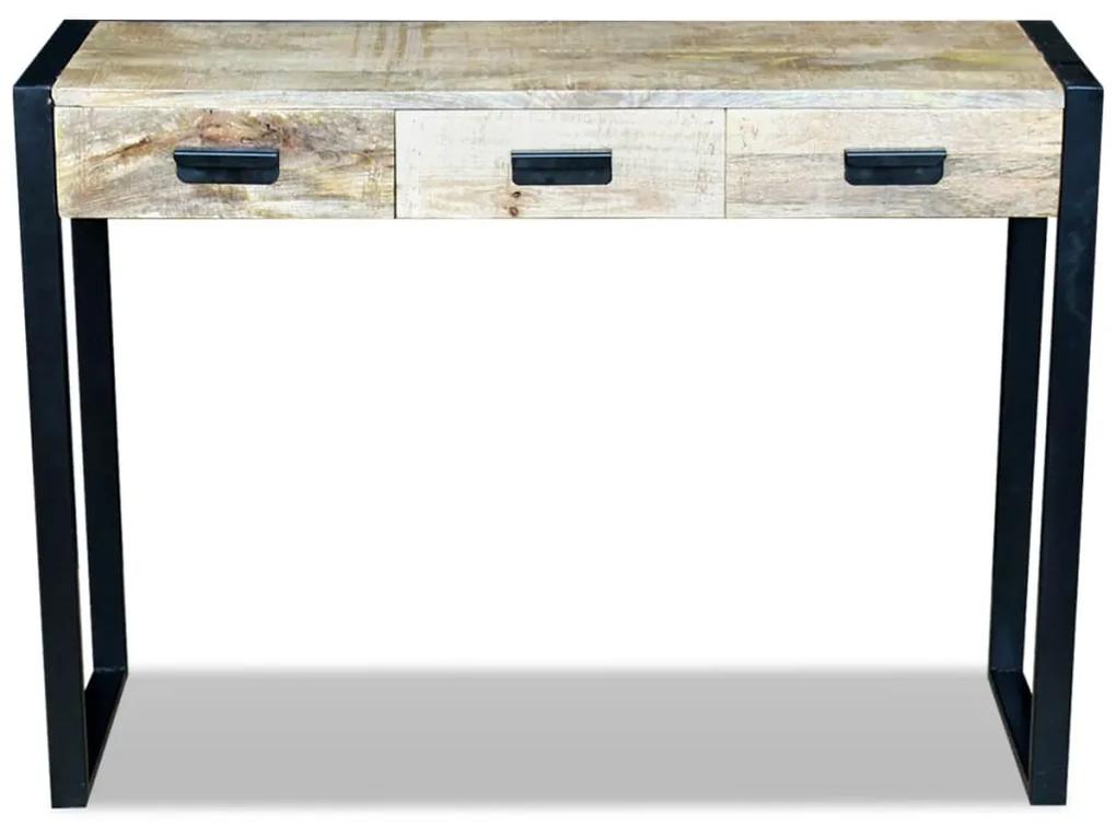 Masa consola cu 3 sertare, lemn masiv mango, 110x35x78 cm