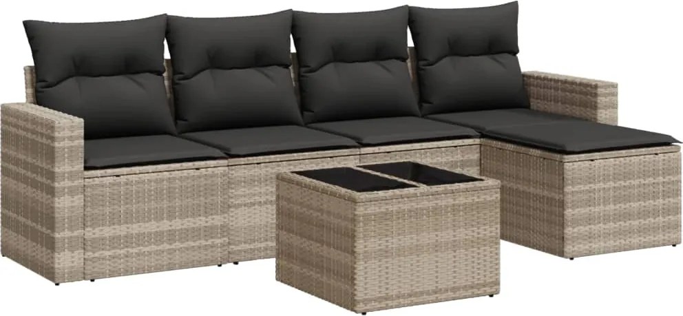 vidaXL Set canapele de grădină cu perne, 6 piese gri deschis poliratan