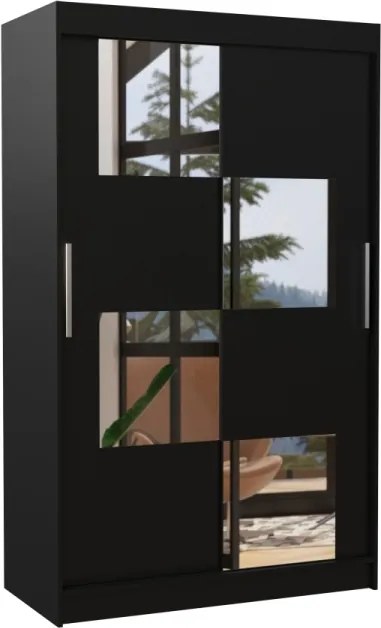 Dulap cu usi glisante si oglinda 120x200 cm, Lugano, ADRK Furniture (Culoare: Ciocolata)