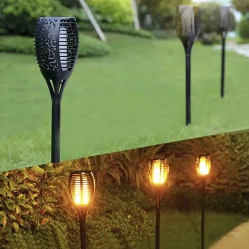 Set de 4 lămpi solare LED cu efect de flacără aprinsă
