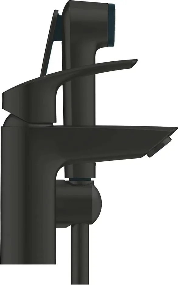 Baterie lavoar negru mat Grohe Eurosmart New S cu set dus igienic
