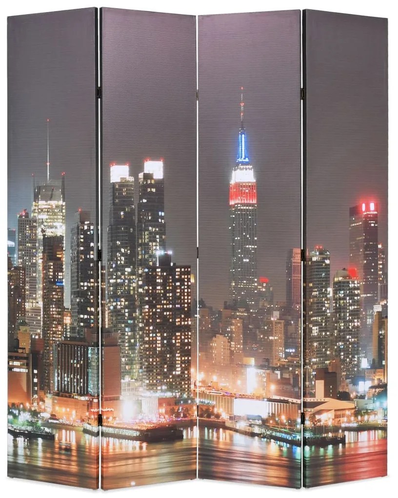 245862 vidaXL Paravan cameră pliabil 160 x 170 cm, New York pe timp de noapte