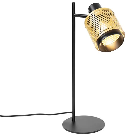 Lampă de masă industrială neagră cu auriu - Kayden