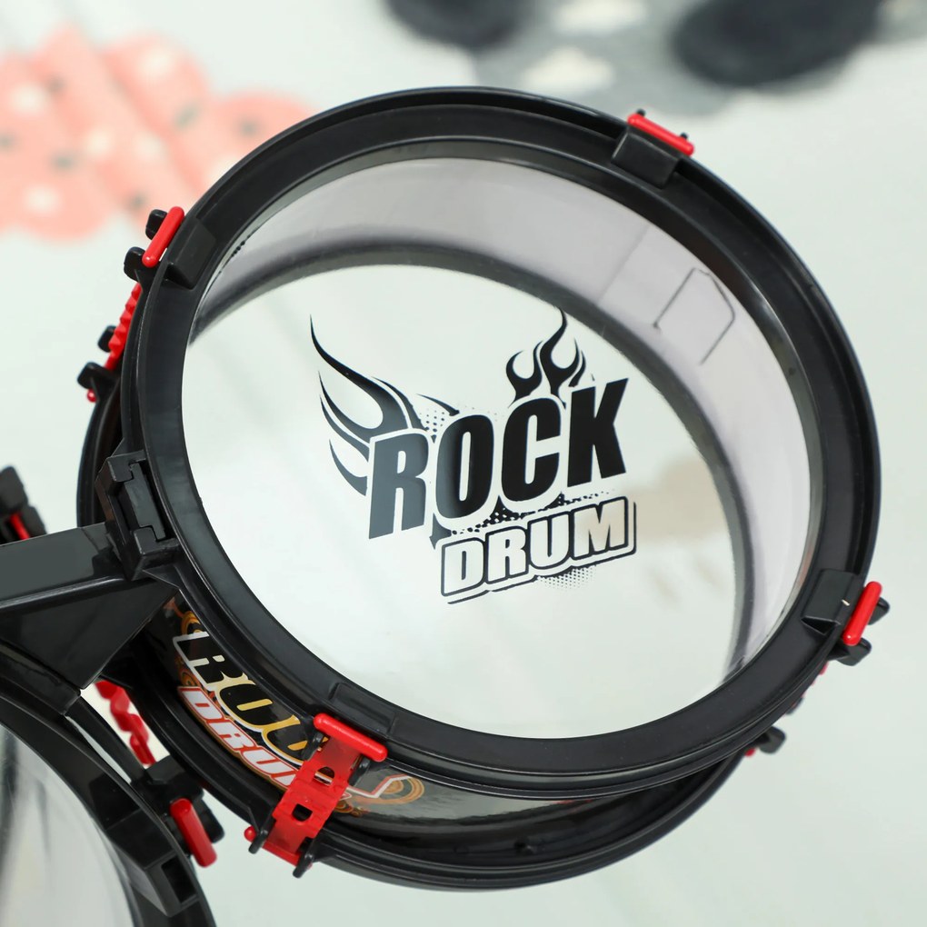 AIYAPLAY Set Tobă de Jucărie pentru Copii cu Scaun, Joc Muzical pentru Copii 3-6 Ani, Negru | Aosom Romania